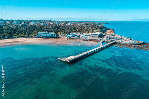 Black Rock wharf and The Cerberus Beach house in Melbourne, Australia