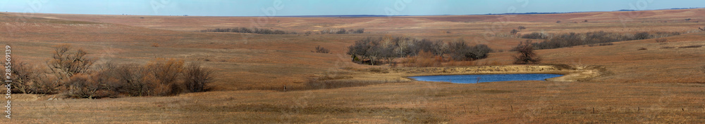 Flint Hills of Kansas in autumn, panorama