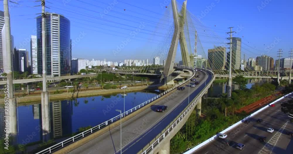 Modern architecture. Modern bridges. Linking two different points. Cable stayed bridge in the world, Sao Paulo Brazil, South America. Modern architecture. Modern bridges. Linking two different points. Cable stayed bridge in the world, Sao Paulo Brazil, South America.