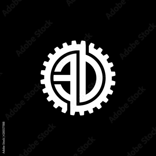 Foto Initial letter E and D, E and O, ED, EO interlock cogwheel gear monogram logo, w