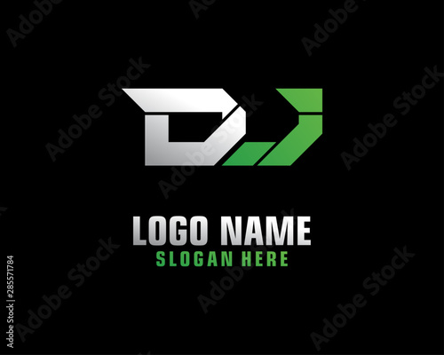 DJ Initial letter logo template vector