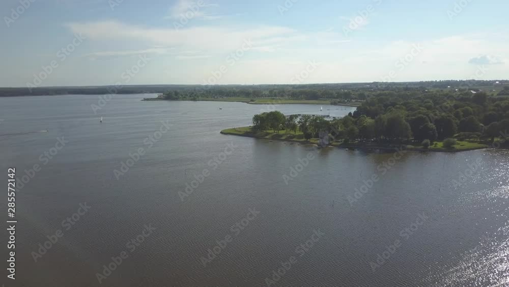Aerial view of the Zalew Zemborzycki lake in Lublin, Poland, during the spring. Aerial view of the Zalew Zemborzycki lake in Lublin, Poland, during the spring.