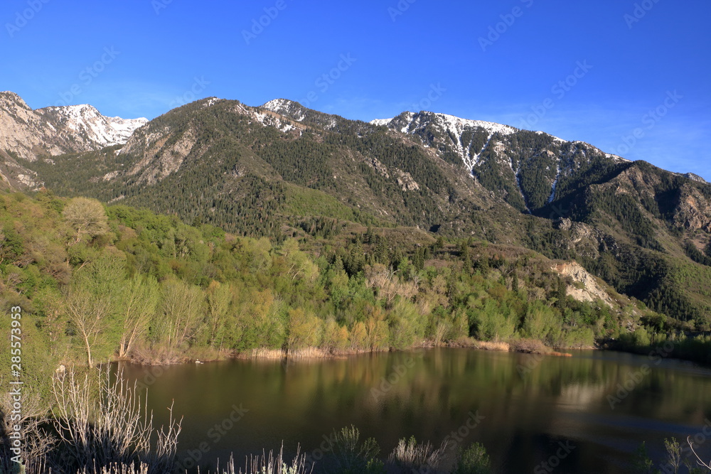 Bells Canyon Reservoir in early summer at Sandy, Utah