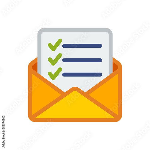 Illustration icon with survey notification letter concept