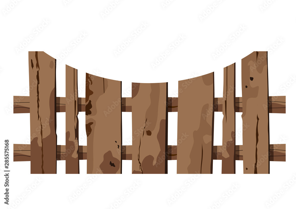 Obraz premium wooden fence texture on white background illustration vector