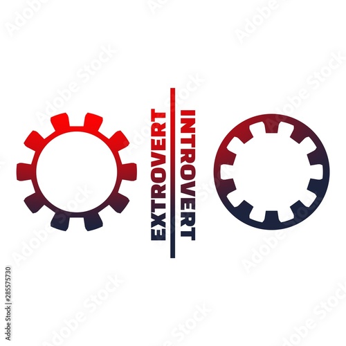 Extrovert and introvert. Mechanism of gears. Communication concept in industrial design. Modern brochure design template