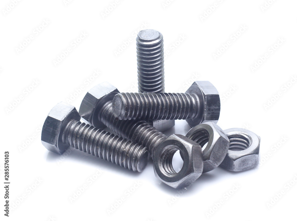 bolt and nut isolated on white background bolt and nut isolated on white background