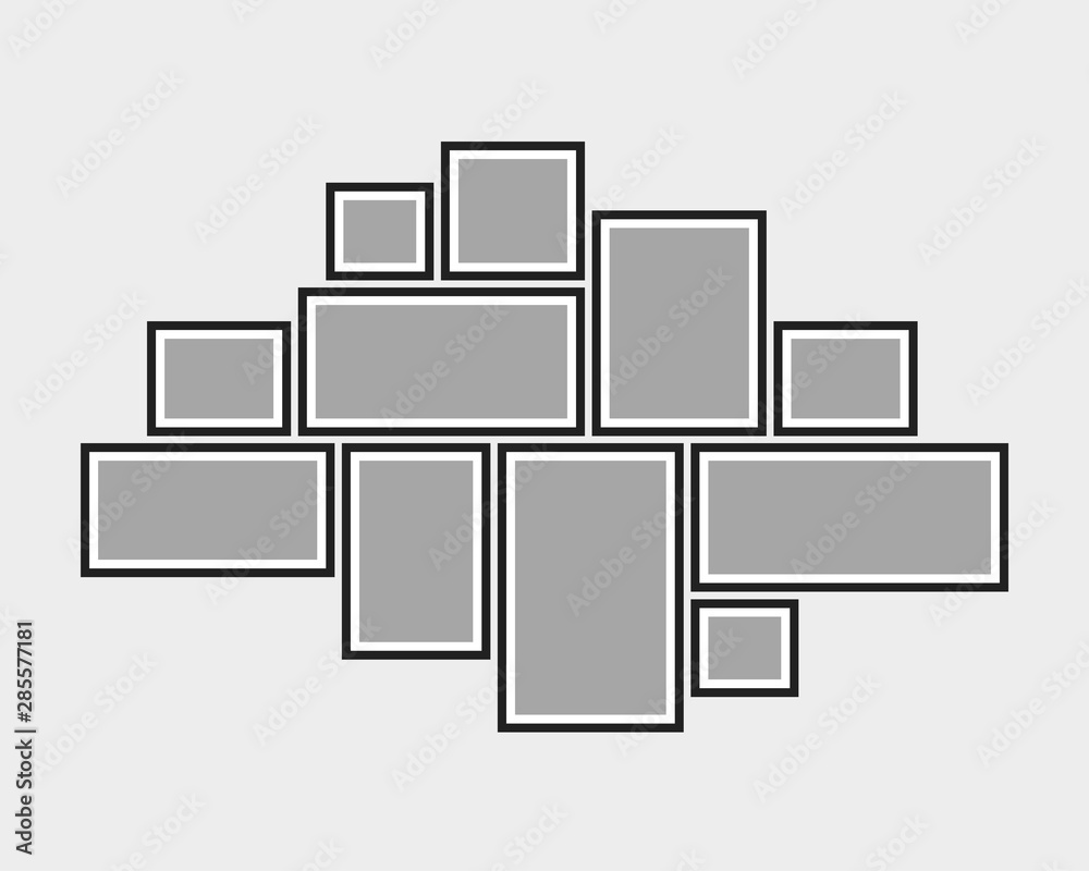 Vector empty collage board eleven frames, photo Vector empty collage board eleven frames, photo