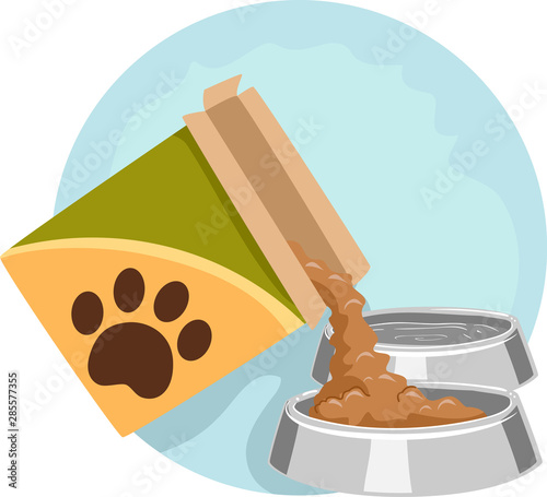Household Chores Feeding Pet Illustration