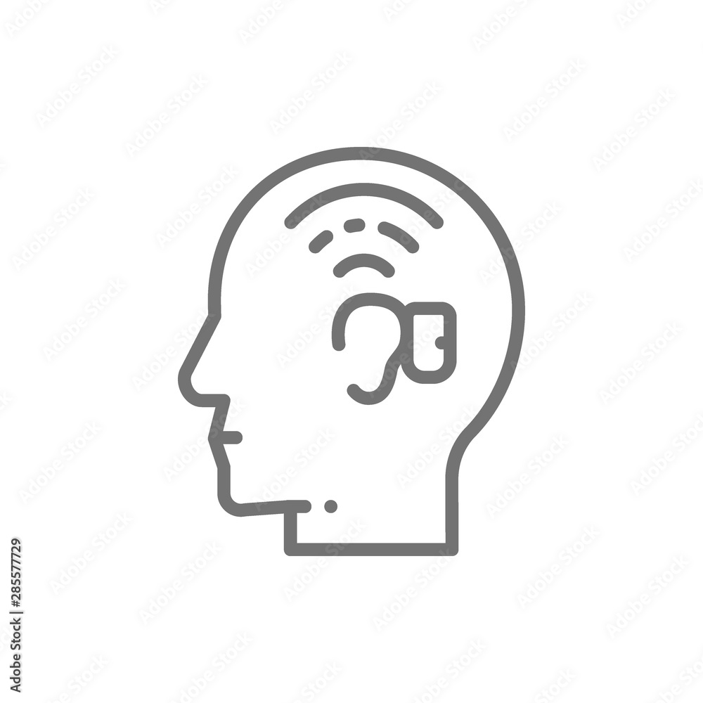 Bone Anchored Hearing Aid, BAHA line icon. Bone Anchored Hearing Aid, BAHA line icon.