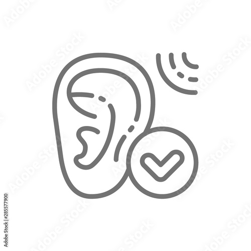 Good hearing, hearing test line icon. Isolated on white background