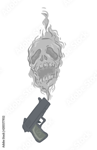 Gun Smoke Skull Illustration