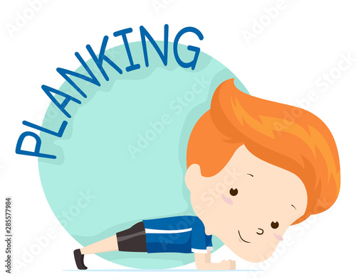 Kid Boy Exercise Planking Illustration