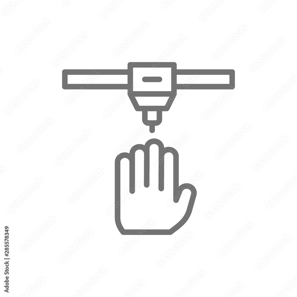 3d printing a human organs, medical printer line icon. 3d printing a human organs, medical printer line icon.