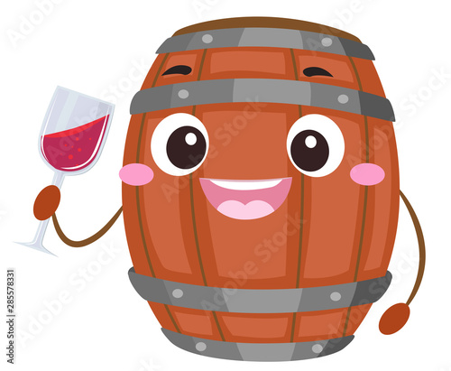 Mascot Wine Fermentation Barrel Illustration