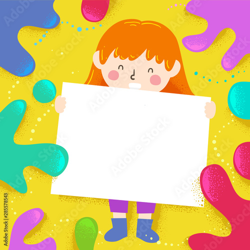Kid Girl Color Splat Board Illustration