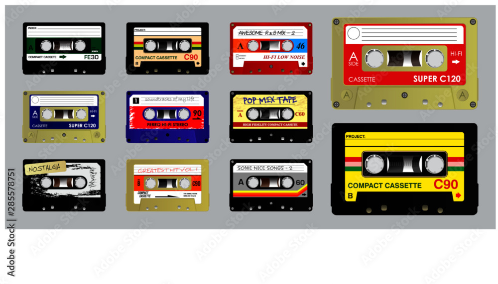set of cassette retro audio. easy to modify-