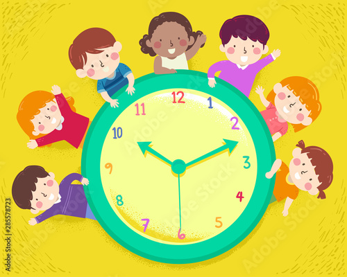 Kids Happy Clock Illustration