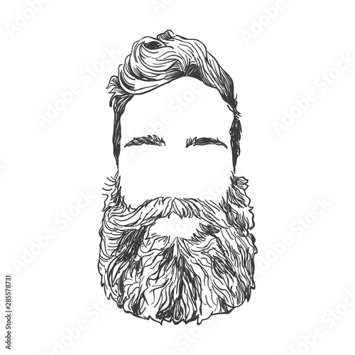 Mens hairstyles, beards and mustaches. Gentlmen haircuts and shaves hand drawn illustration.