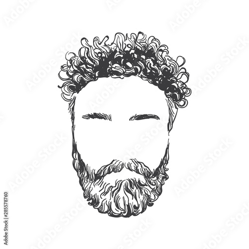 Mens hairstyles, beards and mustaches. Gentlmen haircuts and shaves hand drawn illustration. photo