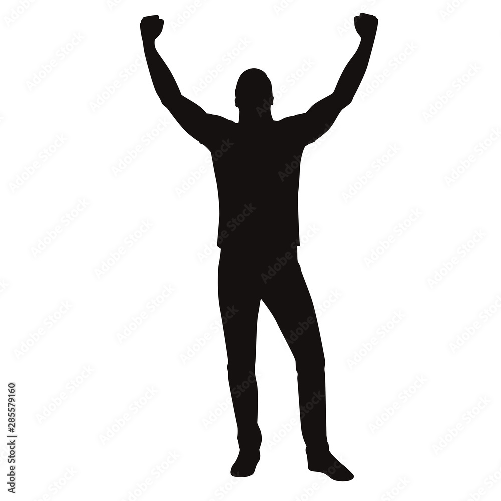 Happy Man Raise Their Hands Silhouette Happy Man Raise Their Hands Silhouette