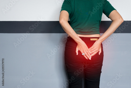 Incontinence problem,Hands woman holding her crotch,Female need to pee