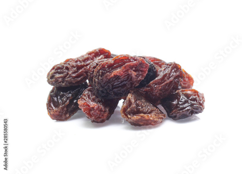 Organic dried Raisins isolated on white background