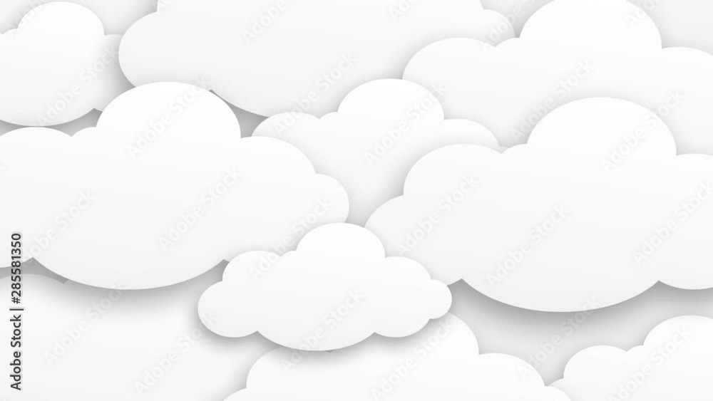 Cartoon Clouds On Bright Background. loop Cartoon Clouds On Bright Background. loop