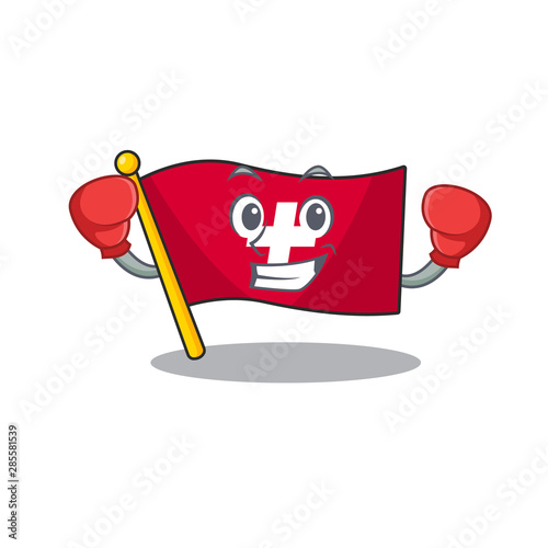 Boxing flag switzerland with the mascot shape