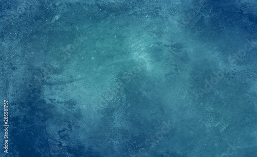 Blue cold ice background with scratches and patterns, frozen water texture