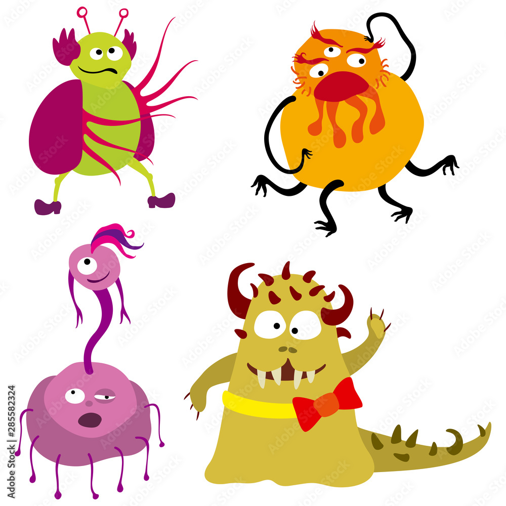 Obraz premium Cartoon monsters set/ Illustration cartoon creatures funny eerie monsters set