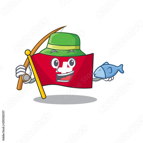 Fishing switzerland flag put in cartoon cupboard
