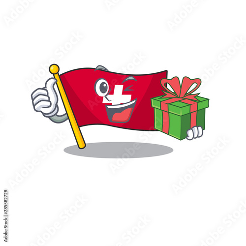 With gift switzerland flag put in cartoon cupboard