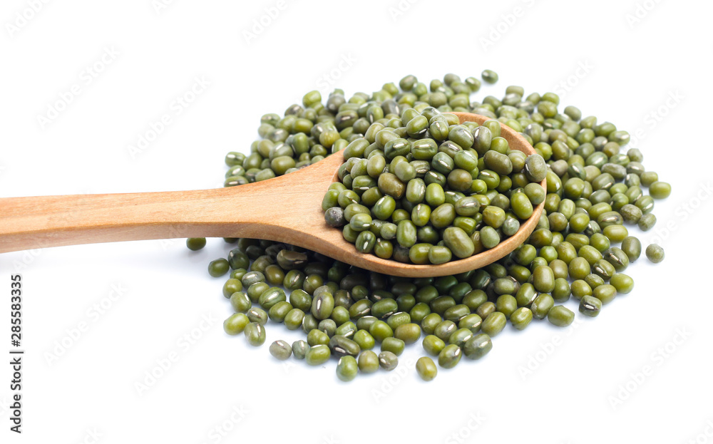 Mung beans on white background