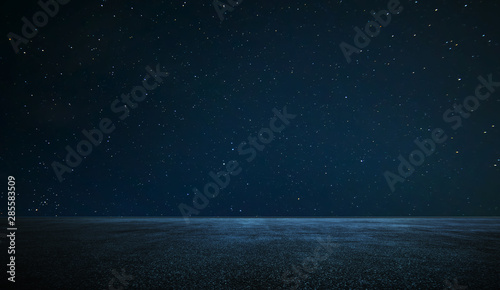 Empty asphalt floor with night sky . photo