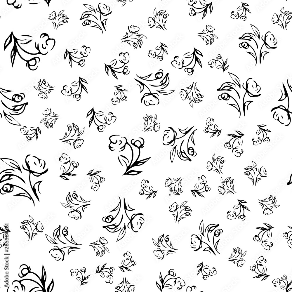 Hand drawn rose seamless pattern for print design. Rose floral seamless pattern. Spring textile texture. Repeat design element