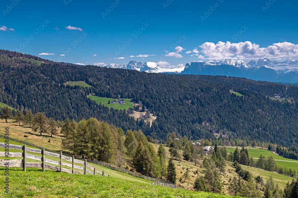 Blick vom Möltner Joch zu den Dolomiten, Südtirol