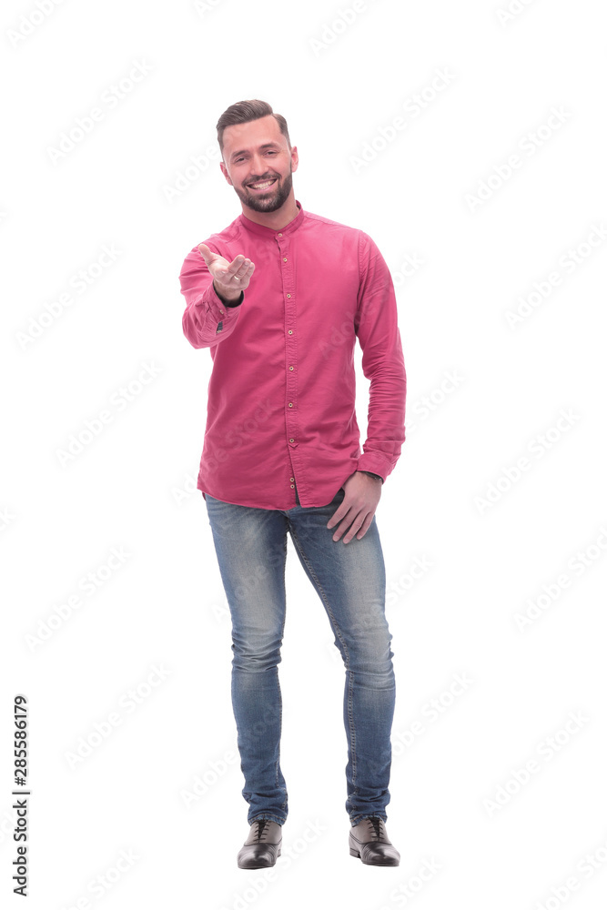 in full growth. a friendly young man looking at you