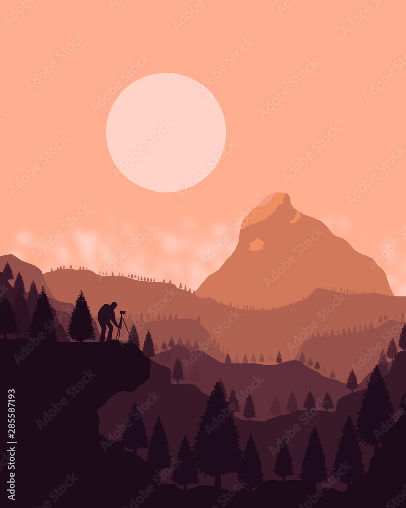Fototapeta premium sunset in mountains
