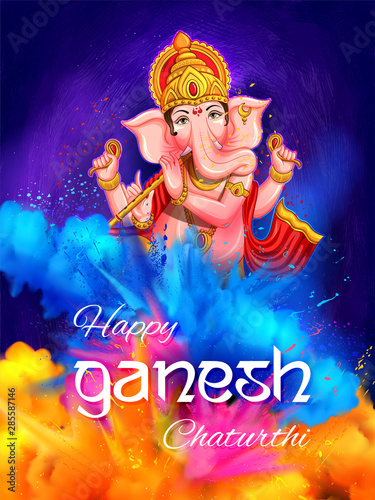 illustration of Lord Ganesha religious background for Ganesh Chaturthi festival of India