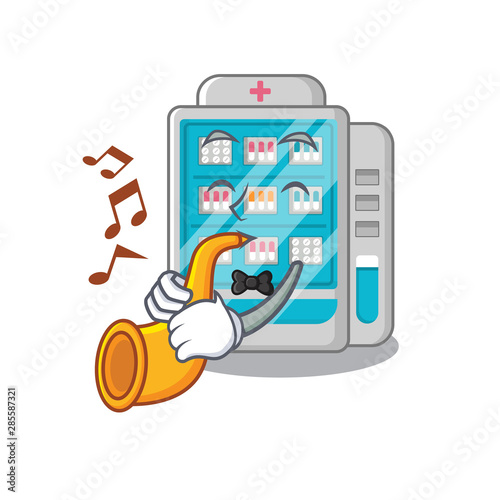 With trumpet medicines vending machine isolated the cartoon photo