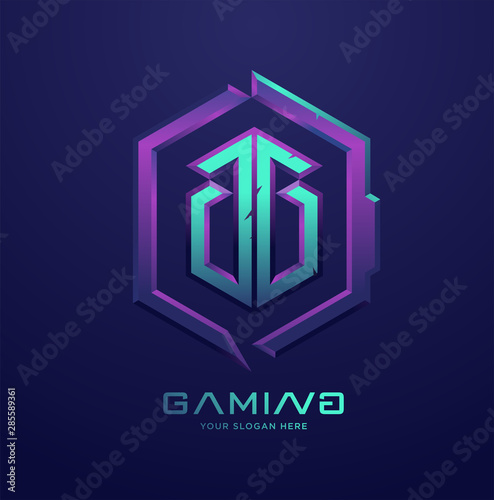 GG letter monogram, 3d gaming Esports logo illustration
