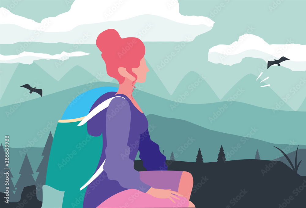 woman with backpack hiking wanderlust
