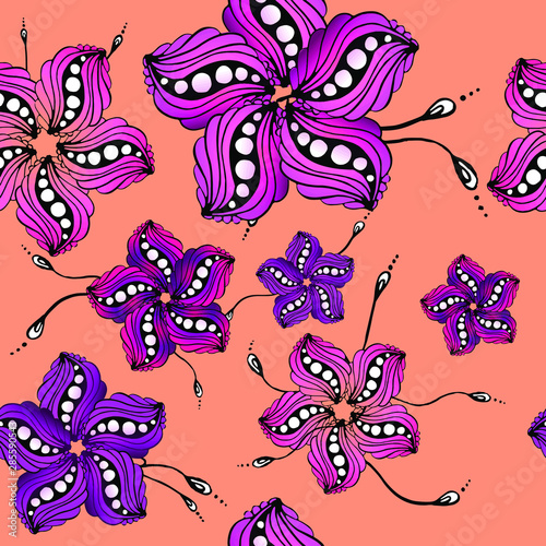 Abstract flowers vector seamless background for paper or textile print or web banners