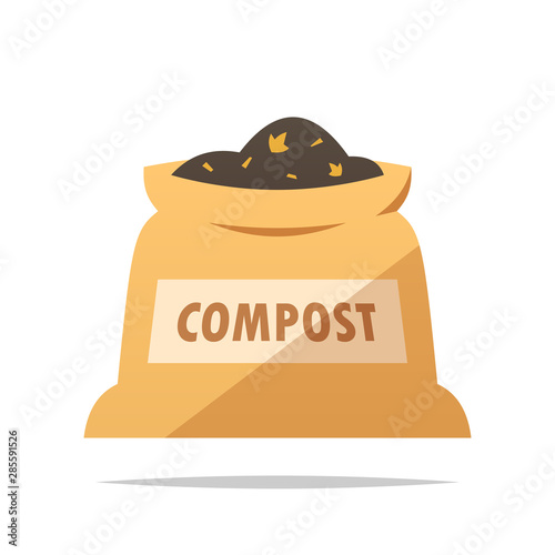 Sack of soil compost vector isolated illustration