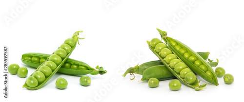 fresh green peas isolated on a white background