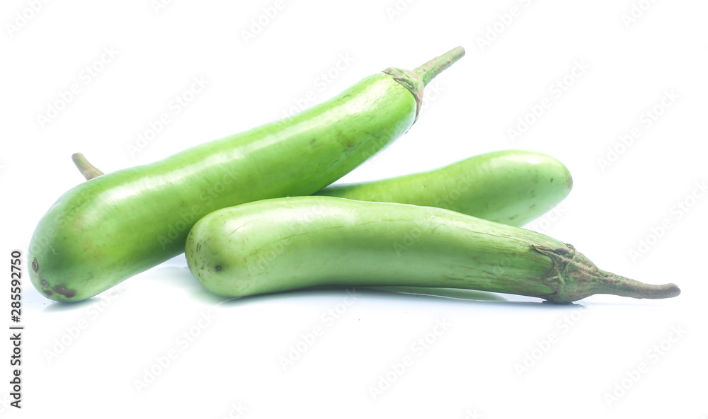 green eggplants on white background green eggplants on white background
