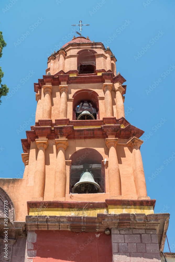 colonial view of a church located in Guanajuato. MEXICO