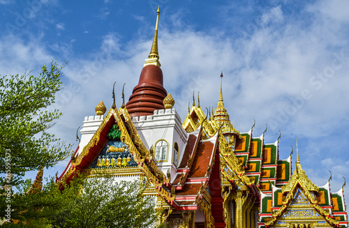 Lahan Temple, Bang Bua Thong, with the main Buddha image in the chapel is the Sukhothai Art Buddha image.