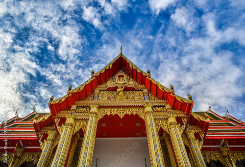 Lahan Temple, Bang Bua Thong, with the main Buddha image in the chapel is the Sukhothai Art Buddha image.